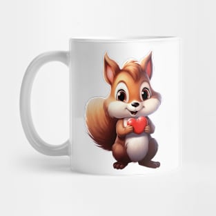 Valentine Squirrel Holding Heart Mug